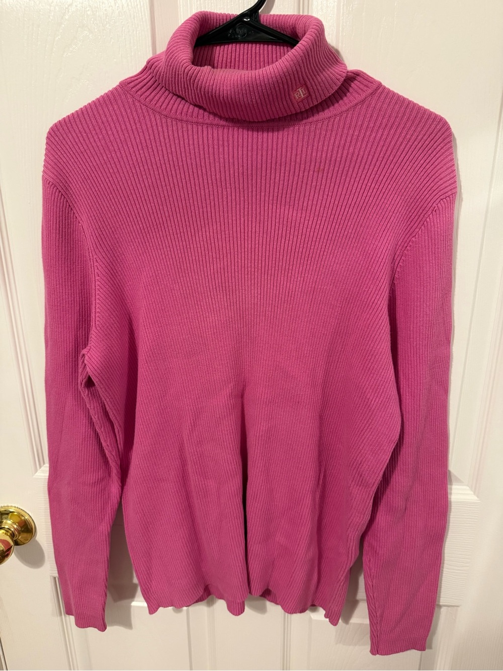 Ralph Lauren Bright Pink Ribbed Turtleneck Sweater